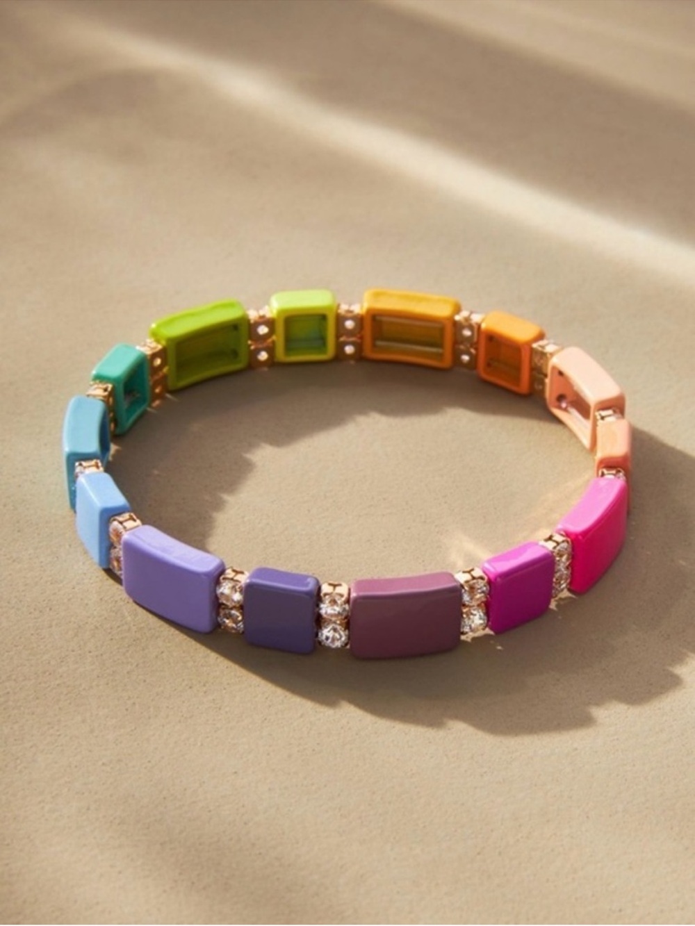 Serefina Rainbow Enamel Rhinestone Stretch Bracelet Anthropologie